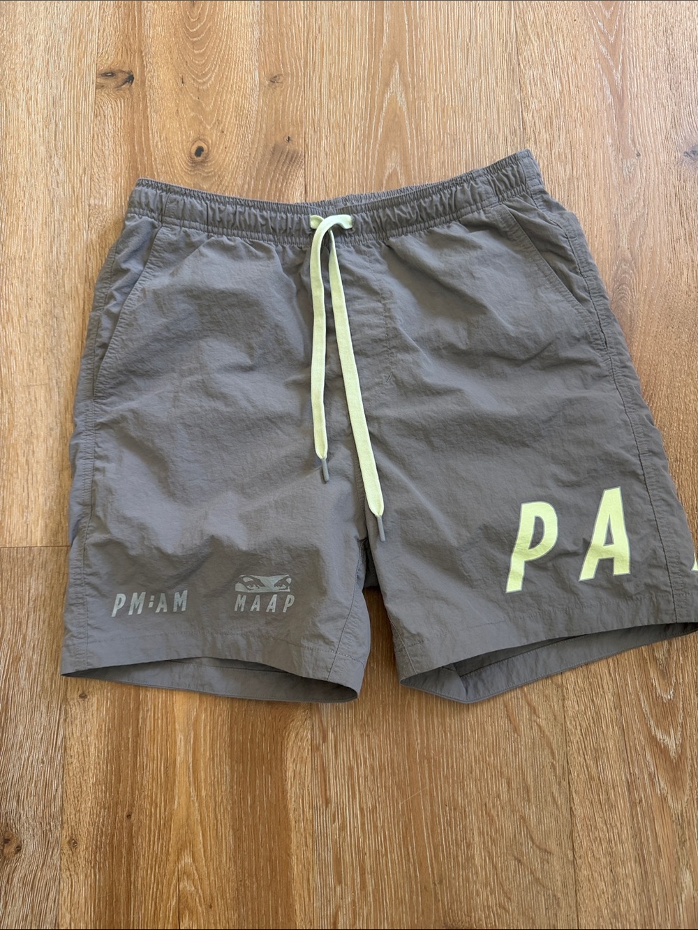 Men's Gray MAAP Shorts with Lime Drawcord- stains pictured*******